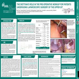 The dietitians role in the pre-operative workup for patients undergoing laparoscopic surgery of the upper GIT
