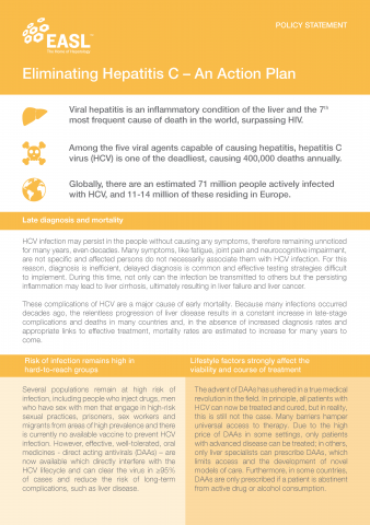 EASL Policy Statement on Hepatitis C Elimination - EN