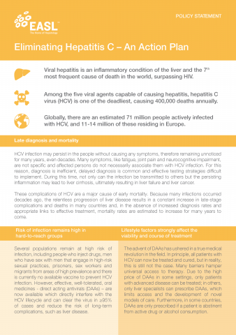 EASL Policy Statement on Hepatitis C Elimination - RU